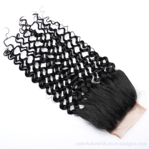 Wholesale Cheap hair Water Wave 4*4 Lace Closure Unprocessed Peruvian Virgin Human Hair Closure 4*4 lace